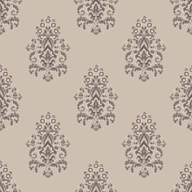 Vektör damask Dikişsiz desen arka plan. Klasik lüks eski moda damask süsleme, duvar kağıtları, tekstil, sarma için Kraliyet Viktorya Dikişsiz doku. Nefis çiçek Barok şablonu