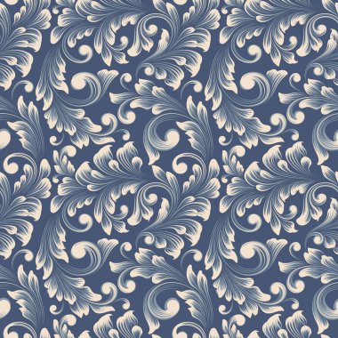 Vektör damask Dikişsiz desen arka plan. Klasik lüks eski moda damask süsleme, duvar kağıtları, tekstil, sarma için Kraliyet Viktorya Dikişsiz doku. Nefis çiçek Barok şablonu