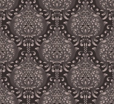 Vektör damask Dikişsiz desen arka plan. Klasik lüks eski moda damask süsleme, duvar kağıtları, tekstil, sarma için Kraliyet Viktorya Dikişsiz doku. Nefis çiçek Barok şablonu