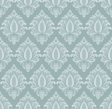 Vektör damask Dikişsiz desen arka plan. Klasik lüks eski moda damask süsleme, duvar kağıtları, tekstil, sarma için Kraliyet Viktorya Dikişsiz doku. Nefis çiçek Barok şablonu