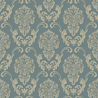 Vektör damask Dikişsiz desen arka plan. Klasik lüks eski moda damask süsleme, duvar kağıtları, tekstil, sarma için Kraliyet Viktorya Dikişsiz doku. Nefis çiçek Barok şablonu