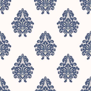 Vektör damask Dikişsiz desen arka plan. Klasik lüks eski moda damask süsleme, duvar kağıtları, tekstil, sarma için Kraliyet Viktorya Dikişsiz doku. Nefis çiçek Barok şablonu