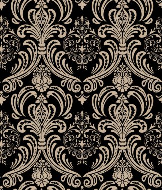 Vektör damask Dikişsiz desen arka plan. Klasik lüks eski moda damask süsleme, duvar kağıtları, tekstil, sarma için Kraliyet Viktorya Dikişsiz doku. Nefis çiçek Barok şablonu