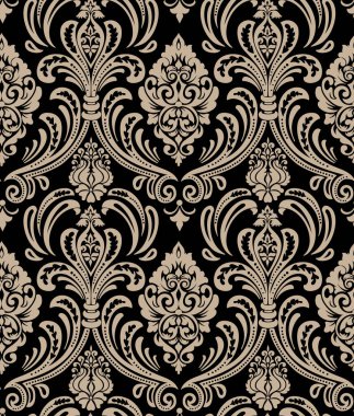 Vektör damask Dikişsiz desen arka plan. Klasik lüks eski moda damask süsleme, duvar kağıtları, tekstil, sarma için Kraliyet Viktorya Dikişsiz doku. Nefis çiçek Barok şablonu