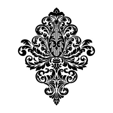 Vektör damaske elementi. İzole edilmiş, merkezi iltihaplanma. Klasik lüks eski moda İspanyol süsü, duvar kağıtları, tekstil, ambalaj....