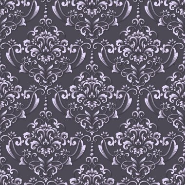 Vektör damask Dikişsiz desen arka plan. Klasik lüks eski moda damask süsleme, duvar kağıtları, tekstil, sarma için Kraliyet Viktorya Dikişsiz doku. Nefis çiçek Barok şablonu