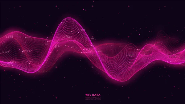 Visualización Ondas Rojas Big Data Infografía Futurista Diseño Estético Información — Vector de stock