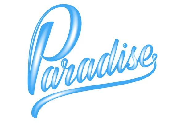 Handgezeichneter Blauer Schriftzug Paradies Mit Band Elegante Isolierte Moderne Handschriftliche — Stockvektor
