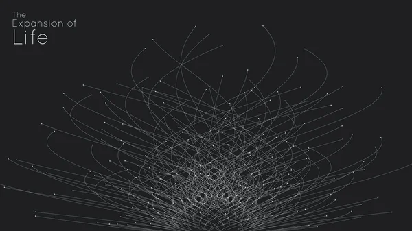 Espansione Della Vita Sfondo Esplosione Sfera Vettoriale Piccole Particelle Sforzano — Vettoriale Stock