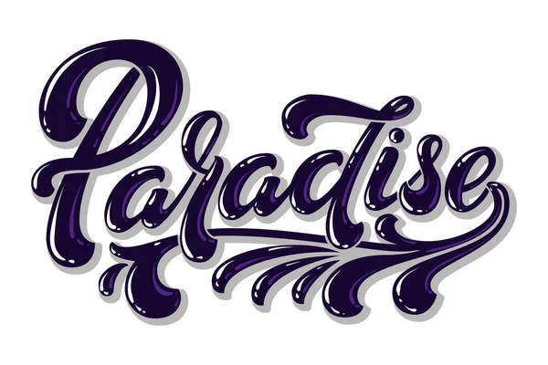 Letras Dibujadas Mano Paradise Ilustración Tinta Vectorial Cartel Tipografía Sobre — Vector de stock