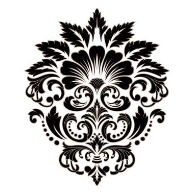 Vektör damaske elementi. İzole edilmiş, merkezi iltihaplanma. Klasik lüks eski moda İspanyol süsü, duvar kağıtları, tekstil, ambalaj....