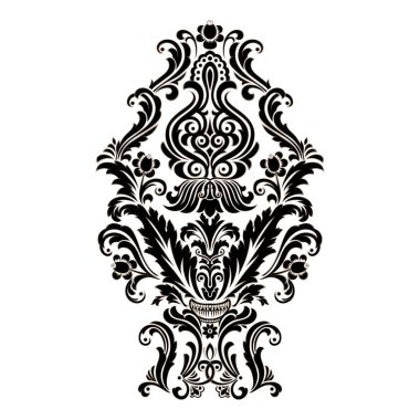Vektör damaske elementi. İzole edilmiş, merkezi iltihaplanma. Klasik lüks eski moda İspanyol süsü, duvar kağıtları, tekstil, ambalaj....