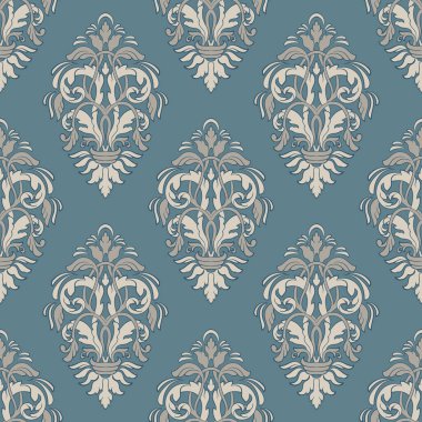 Vektör damask Dikişsiz desen arka plan. Klasik lüks eski moda damask süsleme, duvar kağıtları, tekstil, sarma için Kraliyet Viktorya Dikişsiz doku. Nefis çiçek Barok şablonu