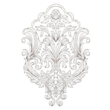 Vektör damaske elementi. İzole edilmiş, merkezi iltihaplanma. Klasik lüks eski moda İspanyol süsü, duvar kağıtları, tekstil, ambalaj....