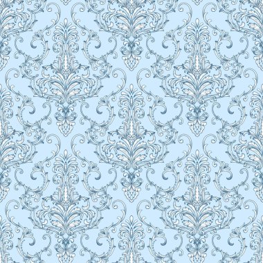 Vektör damask Dikişsiz desen arka plan. Klasik lüks eski moda damask süsleme, duvar kağıtları, tekstil, sarma için Kraliyet Viktorya Dikişsiz doku. Nefis çiçek Barok şablonu