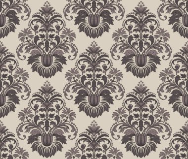 Vektör damask Dikişsiz desen arka plan. Klasik lüks eski moda damask süsleme, duvar kağıtları, tekstil, sarma için Kraliyet Viktorya Dikişsiz doku. Nefis çiçek Barok şablonu