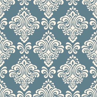 Vektör damask Dikişsiz desen arka plan. Klasik lüks eski moda damask süsleme, duvar kağıtları, tekstil, sarma için Kraliyet Viktorya Dikişsiz doku. Nefis çiçek Barok şablonu