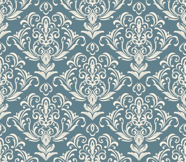Vektör damask Dikişsiz desen arka plan. Klasik lüks eski moda damask süsleme, duvar kağıtları, tekstil, sarma için Kraliyet Viktorya Dikişsiz doku. Nefis çiçek Barok şablonu