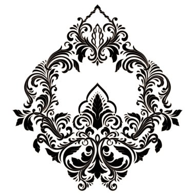 Vektör damaske elementi. İzole edilmiş, merkezi iltihaplanma. Klasik lüks eski moda İspanyol süsü, duvar kağıtları, tekstil, ambalaj....