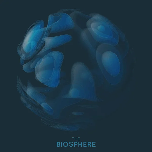 Ilustração Vetorial Biosfera Azul Esfera Orgânica Abstrata Forma Líquida Com — Vetor de Stock