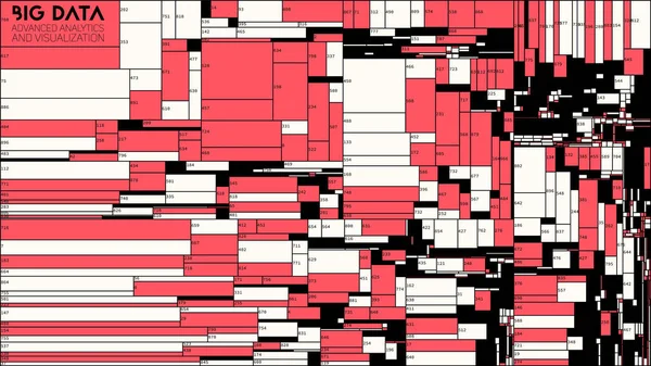 Big data red blocks visualization. Futuristic infographic. Information aesthetic design. Visual complexity. Complex database structure representation. Grid system