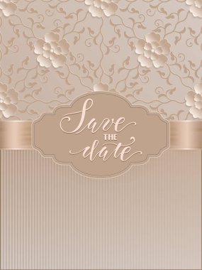 Vector invitation, cards or wedding card with damask background and elegant floral elements. Arabesque style design. Elegant floral abstract ornaments. Design element. eps10 clipart