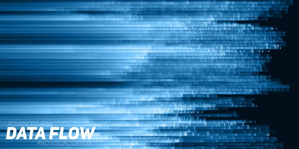 ベクトル抽象ビッグデータ可視化 データの青色の流れを数値文字列として 情報コード表現 暗号解析だ Bitcoin ブロックチェーン転送 エンコードされたデータのストリーム — ストックベクタ