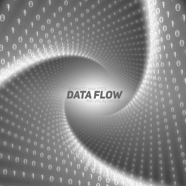 Vector Data Flow Visualization Black Flow Big Data Binary Numbers — Stock Vector