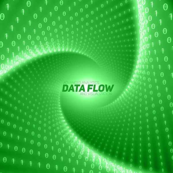 Visualización Flujo Datos Vectoriales Flujo Verde Big Data Como Cadenas — Archivo Imágenes Vectoriales