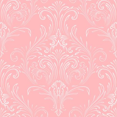 Vektör damask Dikişsiz desen arka plan. Klasik lüks eski moda damask süsleme, duvar kağıtları, tekstil, sarma için Kraliyet Viktorya Dikişsiz doku. Nefis çiçek Barok şablonu.