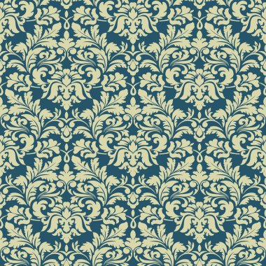 Vektör damask Dikişsiz desen arka plan. Klasik lüks eski moda damask süsleme, duvar kağıtları, tekstil, sarma için Kraliyet Viktorya Dikişsiz doku. Nefis çiçek Barok şablonu.