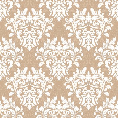 Vektör damask Dikişsiz desen arka plan. Klasik lüks eski moda damask süsleme, duvar kağıtları, tekstil, sarma için Kraliyet Viktorya Dikişsiz doku. Nefis çiçek Barok şablonu.