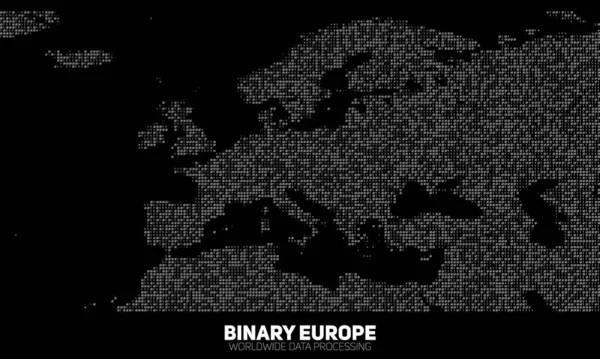 Vector Abstract Binary Europe Map Continents Constructed Binary Numbers Global — Stock Vector