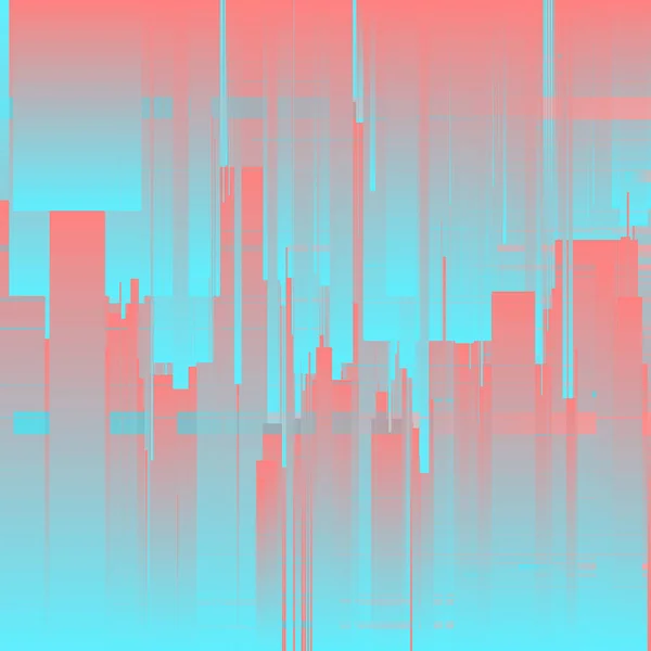 Fondo Fallo Vectorial Ciudad Futurista Rascacielos Abstractos Distorsión Datos Imagen — Vector de stock