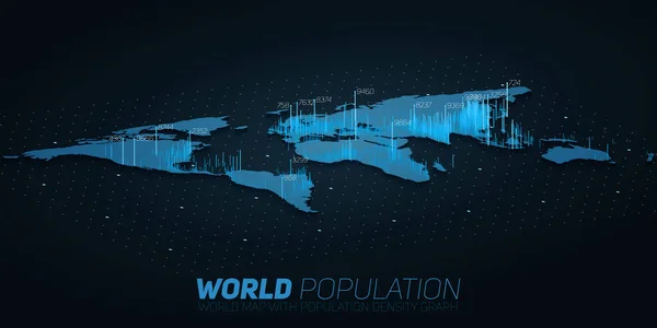 Población Mundial Mapea Visualización Big Data Infografía Del Mapa Futurista — Vector de stock