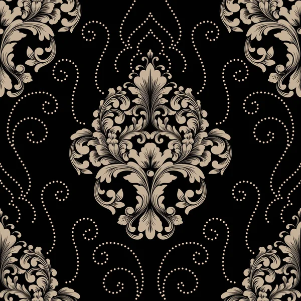 Vektor Damask Elemen Pola Mulus Klasik Mewah Kuno Ornamen Damask - Stok Vektor