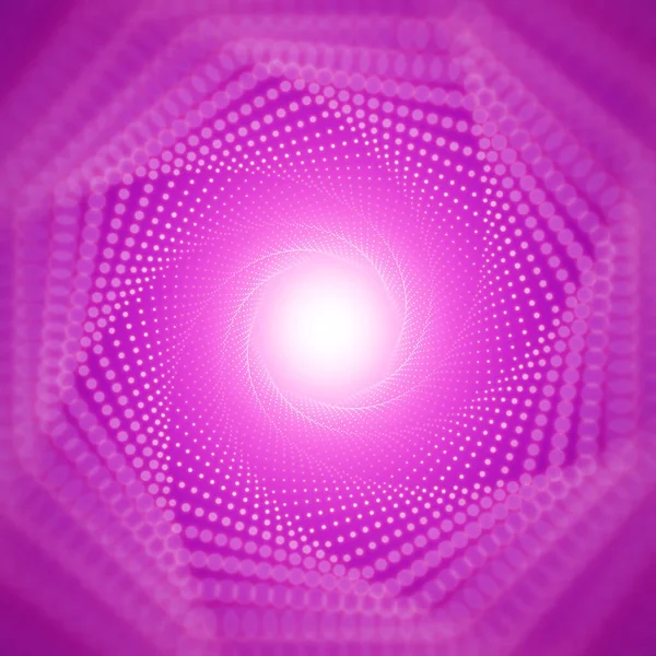 Vektor Unendlicher Tunnel Leuchtender Fackeln Auf Violettem Hintergrund Mit Geringer — Stockvektor