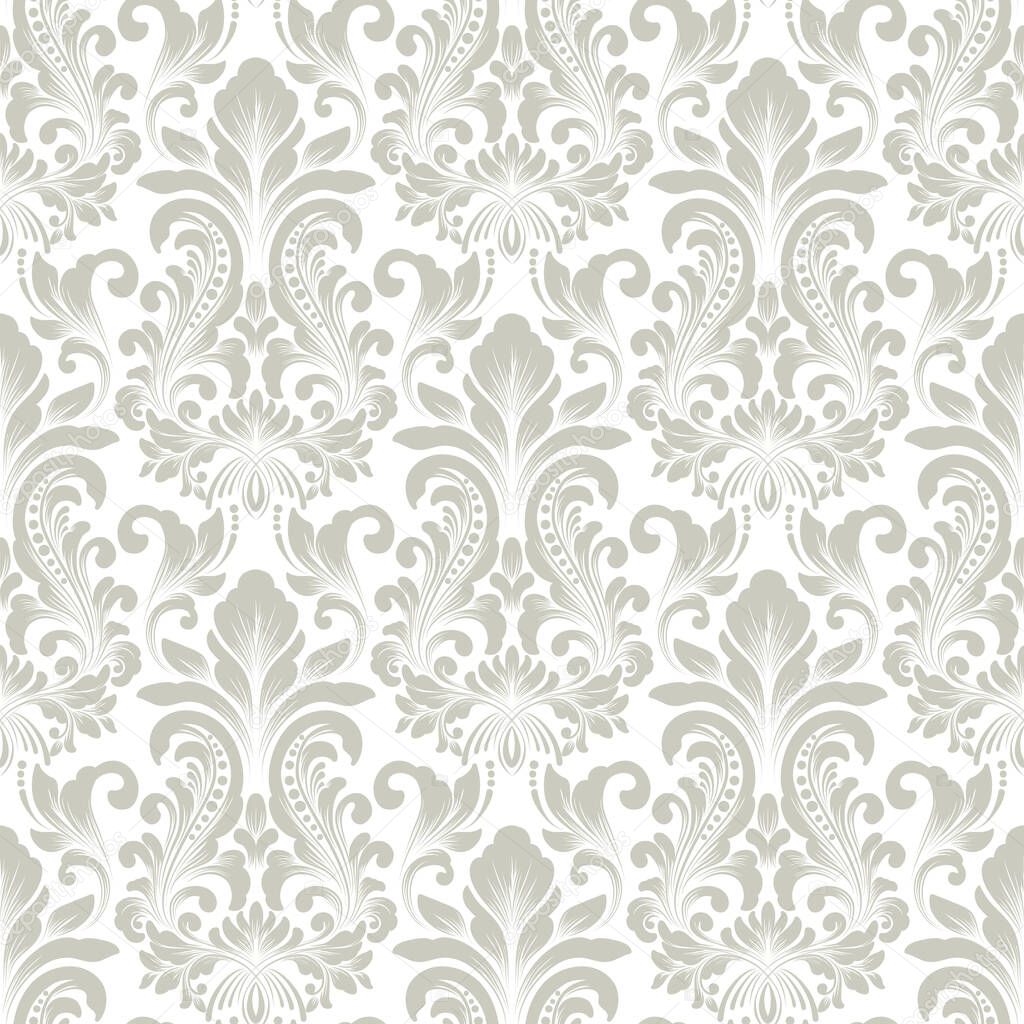 Vector damask seamless pattern background. Classical luxury old fashioned damask ornament, royal victorian seamless texture for wallpapers, textile, wrapping. Exquisite floral baroque template.