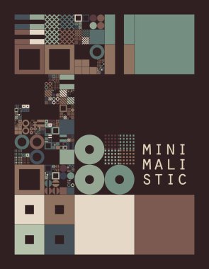 Subdivided grid system with symbols. Randomly sized objects with fixed space between. Futuristic minimalistic layout. Conceptual generative background. Procedural graphics. Creative coding clipart