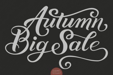 El çizimi harfler - Sonbahar Büyük İndirim. Zarif modern el yazısı el yazısı. Vektör Mürekkebi çizimi. Karanlık arka planda tipografi posteri. Kartlar, davetiyeler, baskılar vs.