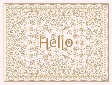 Üzerinde harfler olan vektör çiçek tasarımı şablonu. Davetiye, tebrik kartı, düğün vesaire için satır sanatı zarif tasarımı. Paket tasarımı, ambalaj, tekstil için klasik lüks süs