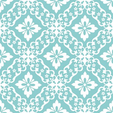 Vektör damask Dikişsiz desen arka plan. Klasik lüks eski moda damask süsleme, duvar kağıtları, tekstil, sarma için Kraliyet Viktorya Dikişsiz doku. Nefis çiçek Barok şablonu