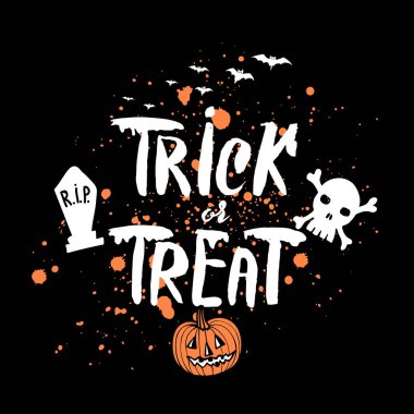 Cadılar Bayramı 'nın karanlık arka planında turuncu balkabağı ve kan lekeleri var. Beyaz kirli el, 