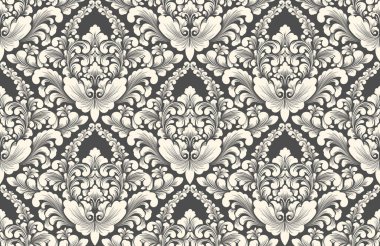 Vektör damask Dikişsiz desen arka plan. Klasik lüks eski moda damask süsleme, duvar kağıtları, tekstil, sarma için Kraliyet Viktorya Dikişsiz doku. Nefis çiçek Barok şablonu