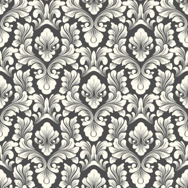 Vektör damask Dikişsiz desen arka plan. Klasik lüks eski moda damask süsleme, duvar kağıtları, tekstil, sarma için Kraliyet Viktorya Dikişsiz doku. Nefis çiçek Barok şablonu