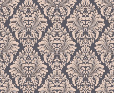 Vektör damask Dikişsiz desen arka plan. Klasik lüks eski moda damask süsleme, duvar kağıtları, tekstil, sarma için Kraliyet Viktorya Dikişsiz doku. Nefis çiçek Barok şablonu.
