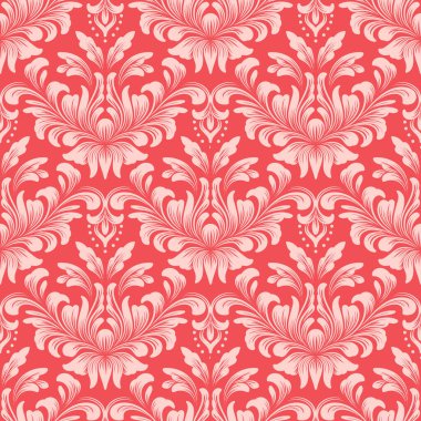 Vektör damask Dikişsiz desen arka plan. Klasik lüks eski moda damask süsleme, duvar kağıtları, tekstil, sarma için Kraliyet Viktorya Dikişsiz doku. Nefis çiçek Barok şablonu