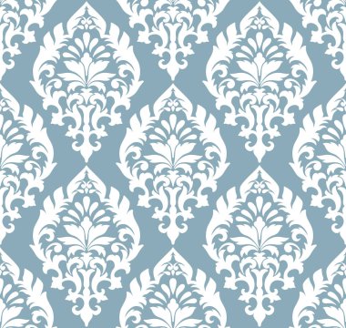 Vektör damask Dikişsiz desen arka plan. Klasik lüks eski moda damask süsleme, duvar kağıtları, tekstil, sarma için Kraliyet Viktorya Dikişsiz doku. Nefis çiçek Barok şablonu.