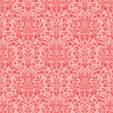 Vektör damask Dikişsiz desen arka plan. Klasik lüks eski moda damask süsleme, duvar kağıtları, tekstil, sarma için Kraliyet Viktorya Dikişsiz doku. Nefis çiçek Barok şablonu