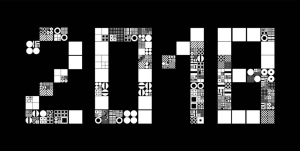 2018 Nyår Abstrakt Vektor Bakgrund Delat Bärverk Med Symboler Form — Stock vektor